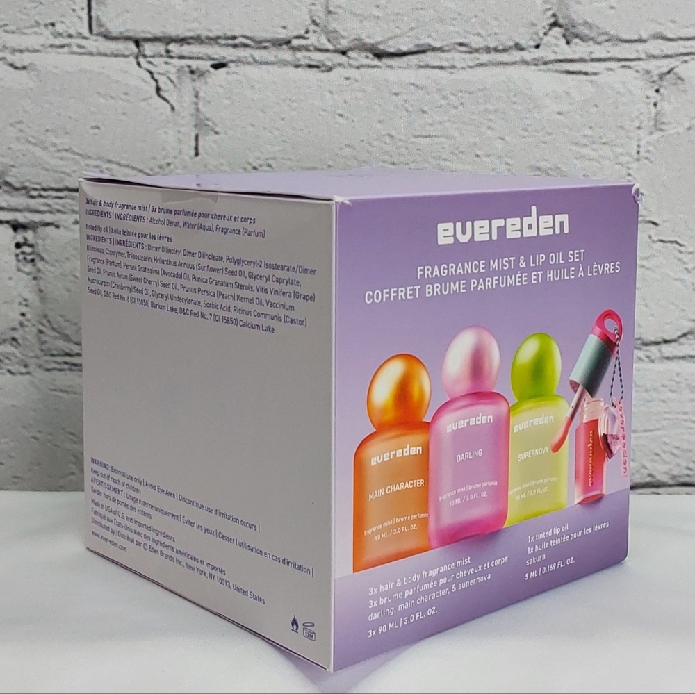 EVEREDEN FRAGRANCE 4-PIECE GIFT SET HAIR & BODY MIST, TINTED LIP OIL, VEGAN - Picture 3 of 16